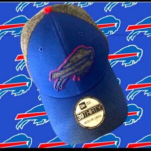 Buffalo Bills Mafia New Era 39Thirty M/L 2-tone Blue/Grey Flexfit Logo Hat NWT
